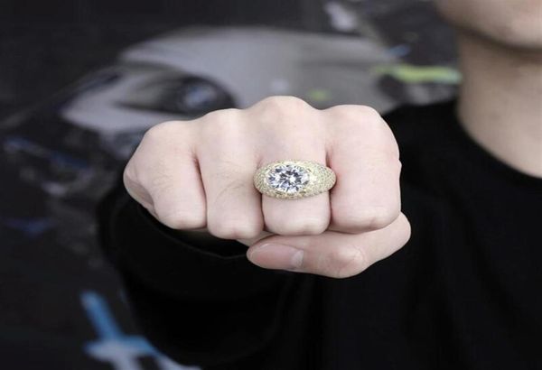 

iced out rings for men luxury designer mens big bling diamond ring 18k gold plated copper zircon wedding engagement ring jewelry l8469292, Silver