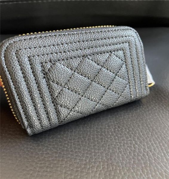

fashion pu big gold pattern mini zipper wallet classic card holder coin storage bag vip gift with plastics dust packing lady party4345537, Brown;gray