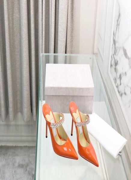 

2021 new new color orange sandals slippers high heels temperament highend cowhide lacquer leather three kinds of highheel hi7123018, Black