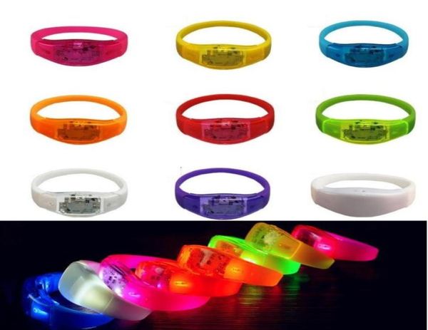 

activated sound control led flashing bracelet light up bangle wristband club party bar cheer luminous hand ring glow stick5621923, Golden;silver