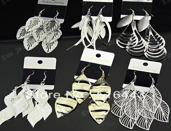 

6pairs mix style fashion silver gold p frosted charms drop earrings for women whole jewelry lots6820534