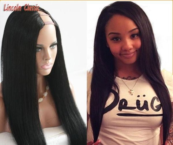 

new whole quality straight u part wig smooth peruvian virgin human hair u part human hair wigs straight upart wigs8722149, Black;brown