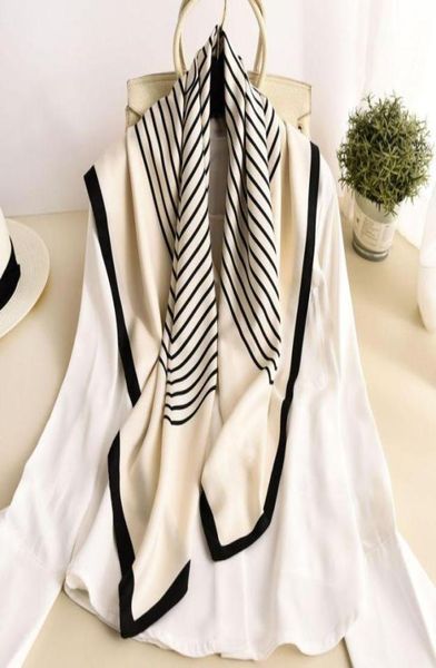 

brand 2020 new silk scarf women fashion striped scarves office lady neckerchief foulard femme tie bandana hijab7123974, Blue;gray