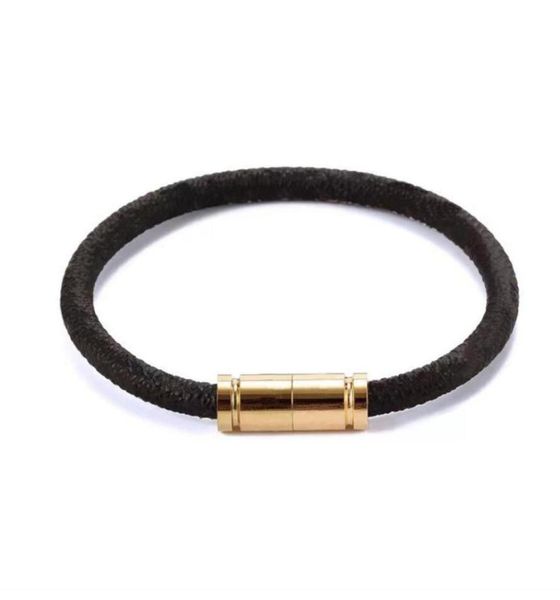 

designer bracelet charm t fashion leather magnetic buckle size luxury jewelry ladies men bracelet whole3551516, Golden;silver