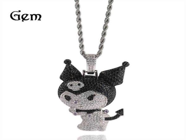 

gu meng039s new zircon little devil kuromi kulomi cartoon pendant necklace personalized versatile dign necklace11942515196121, Silver