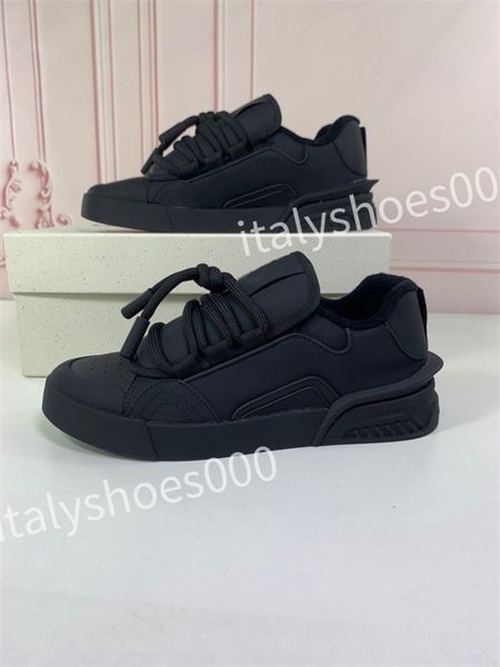 

luxury designer casual shoes men women calfskin sneakers leather trainers reflective fashion leisure shoe platform, Black