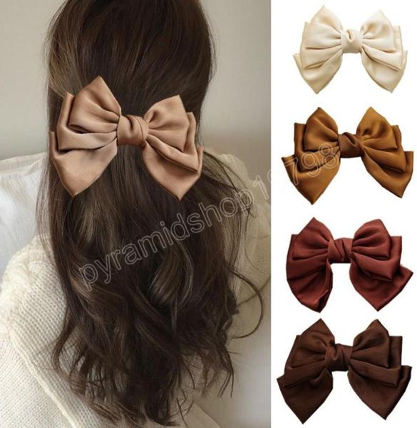 

oversized bow hair clip threelayer butterfly silk satin barrette women hairpins vintage ponytail clips hairgrip hair accessorie6837192, Slivery;white