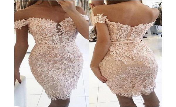 

2019 new white full lace homecoming dresses buttons offtheshoulder short tight custom made cocktail dress fast 2589575703, Blue;pink