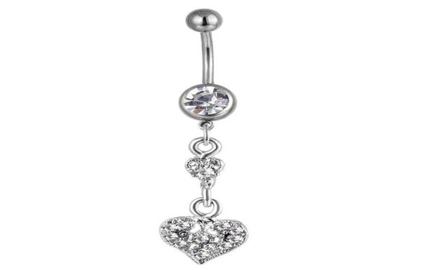 

d0623 heart clear stone belly navel button ring01234569743550, Silver