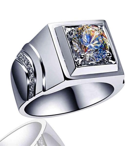 

real 925 sterling silver mens ring luxury elegant exquisite big diamond moissanite engagement wedding party fine jewelry306k1601339, Slivery;golden