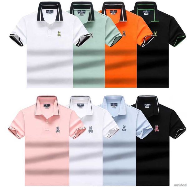 

2023 mens polos shirt psycho bunny tshirt women tees combed cotton summer short sleeve business design fashion skull rabbit casual breathabl, White;black