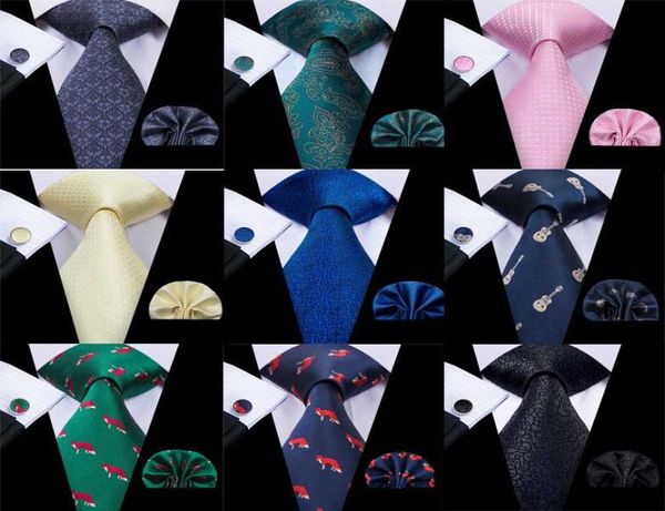 

10 styles 85cm men silk ties fashion for men classic silk hanky cufflinks jacquard woven whole weeding business party 6709590, Black;blue