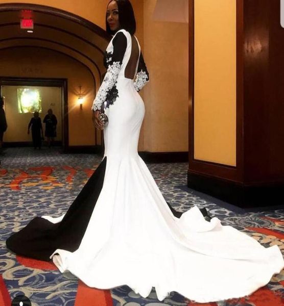 

deep v neck lace appliques formal plus size open back evening occasion gowns vetidos gorgeous white and black prom party dresses l2789552