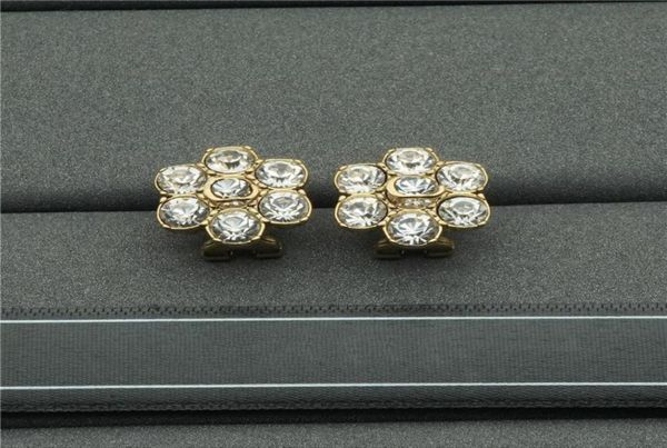 

double letter flower charm earrings diamond floral designer studs temperament personality rhinestone eardrops whole9867056, Golden