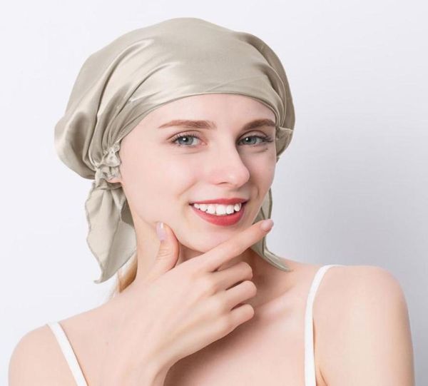 

natural mulberry silk night cap sleeping cap pure silk hair wrap sleeping beanie for women1871102, Blue;gray