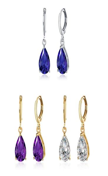 

18k gold plated water drop shape drop earrings with zircon women fashion party crystal jewelry wedding gifts shippin2904391, Silver