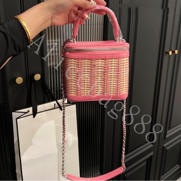 

new c logo beach bags woven box bag 3 color beach bag women handbag shoulder bags zipper style big capacity can use at any case trunk no box