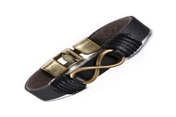 

vintage handmade leather bracelet with infinity charm01232787329, Golden;silver