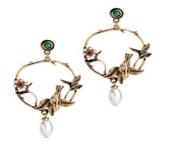 

earrings women antique elegant pearl flowers three dimensional birds earrings earrings5063676, Silver