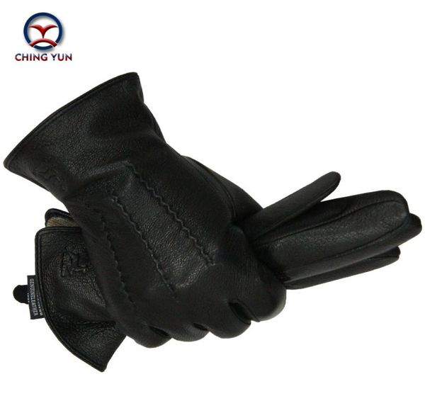 

winter men deer skin leather gloves male warm soft black sewing design men mittens imitate rabbit hair 70 wool lining07 lj2012216944193, Blue;gray