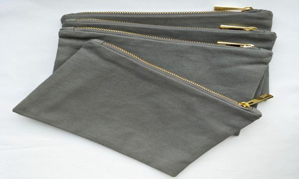 

cool gray 12oz thick and durable cotton canvas makeup bag with gold zip gold lining 69in cool gray canvas cosmetic bag ship a2655857