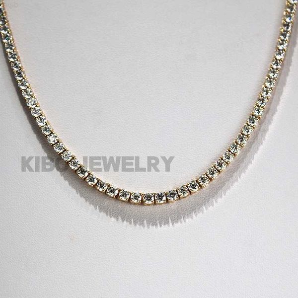

hip hop iced out jewelry 18 20 22 24 inches 3mm width vvs1 d color moissanite diamond real 14k solid gold tennis chain necklace, Silver