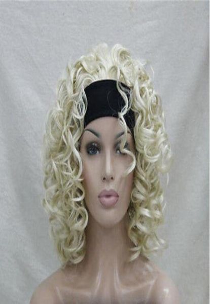 

gtgtgt2017 ladies bleach blonde curly spiral half headband cosplay hair wig2428779, Black;brown