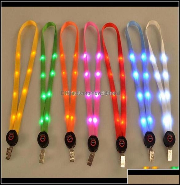 

keychains fashion accessories drop delivery 2021 led light up lanyard key chain id keys holder 3 modes flashing hanging rope 7 col4103588, Silver