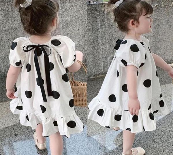 

summer girls dress big polka dot princess dresses sweet children clothing baby girl clothes cute dress kids 3 4 5 6 7 8 years2018820, Red;yellow