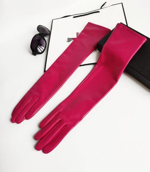 

women039s natural sheepskin leather long glove lady039s genuine leather touch screen driving glove 45cm r23028841971, Blue;gray