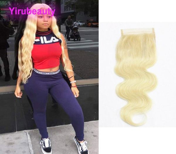 

brazilian raw virgin hair 4x4 lace closure 613 color body wave with baby hair blonde2003107, Black;brown