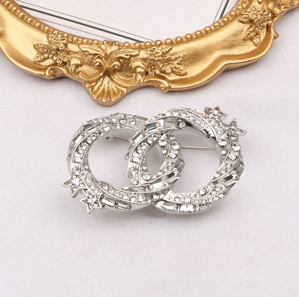 

20style designer brooch small sweet wind ins women double letters brooch suit pin fashion jewelry clothing decoration accessories, Gray