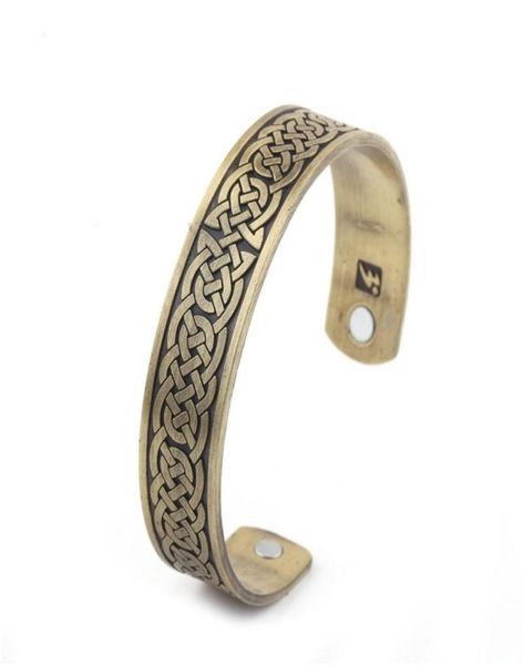 

gx014 lucky knot design religious pattern bangles openended cuff viking style amulet bracelet magnetic health jewelry1789849, Golden;silver