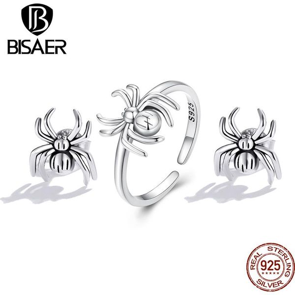 

necklace bisaer 100% sterling sier spider jewelry sets animal ring eearrings for women party gift fine jewelry, Silver