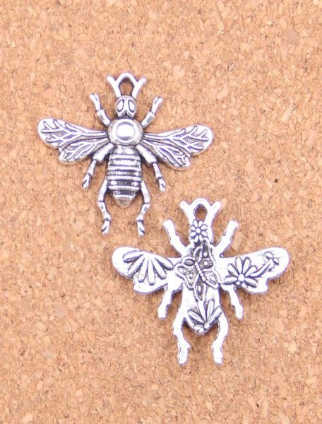 

46pcs antique silver plated bronze plated bee honey charms pendant diy necklace bracelet bangle findings 3224mm7537586, Bronze;silver