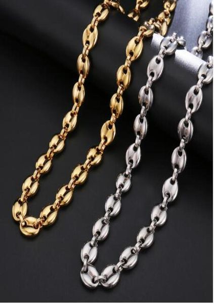 

coffee beans link chain 11mm necklace for men stainless steel rope link chain necklaces fashion hip hop men jewelry9664519