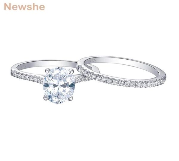

she 2 pieces 925 sterling silver wedding rings set 19ct oval shape aaaaa zircon jewelry engagement ring straight band br0943 21106181821