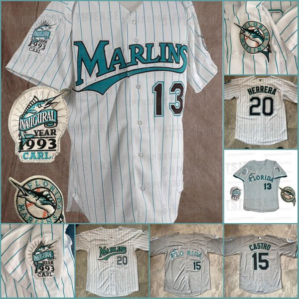 

inaugural season marlins 1993 baseball jersey 3 luis arraez 10 yuli gurriel miami jorge soler jean segura garrett cooper jon berti jesus luz, Blue;black