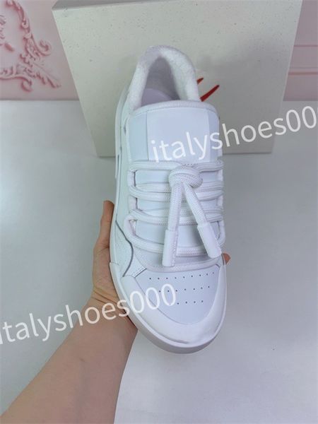 

designer casual shoes men women calfskin sneakers leather trainers reflective fashion leisure shoe platform, Black