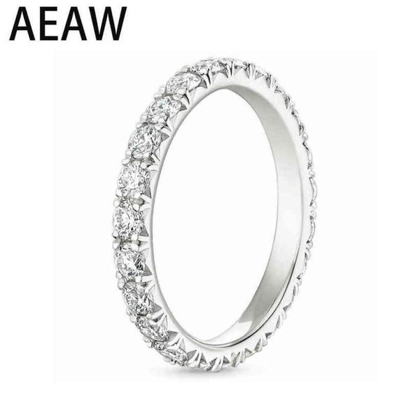 

aew s925 silver 08ctw 18mm df color moissanite eternity wedding band moissanite ring for women ladies ring x2202149980403, Slivery;golden