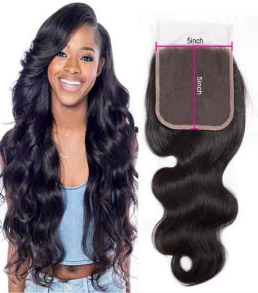 

5x5 straight body loose wave human virgin hair transparent lace closures pre plucked natural hairline4208324, Black;brown