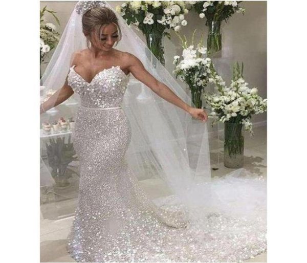 

sparkle white sequin strapless mermaid wedding dresses 2020 luxury plus size illusion wedding dress bridal gowns vestidos de 9631927