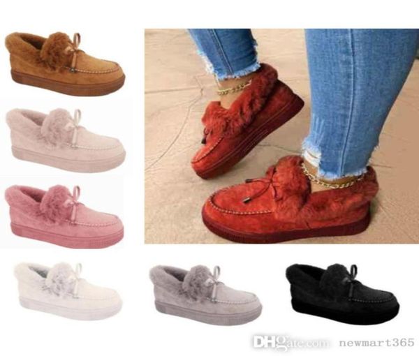 

casual women fur short boots bow winter short ladies girls womens booties grey black red blue short boots9720813