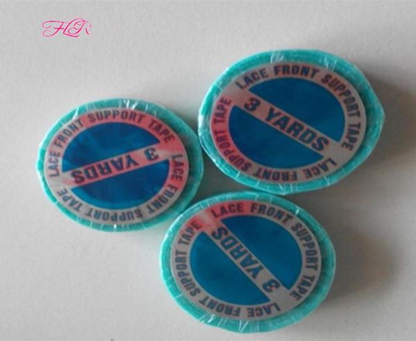 

10 rolls super strong double sided tape for hair extensions adhesive wig tape blue wig tape 1cmx3 yards hair tap1139190, Black;brown