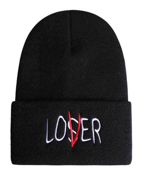 

loser embroidery beanie winter hat stephen king039s it cotton lover skullies hip hop knit cap outdoor y211119002815, Blue;gray