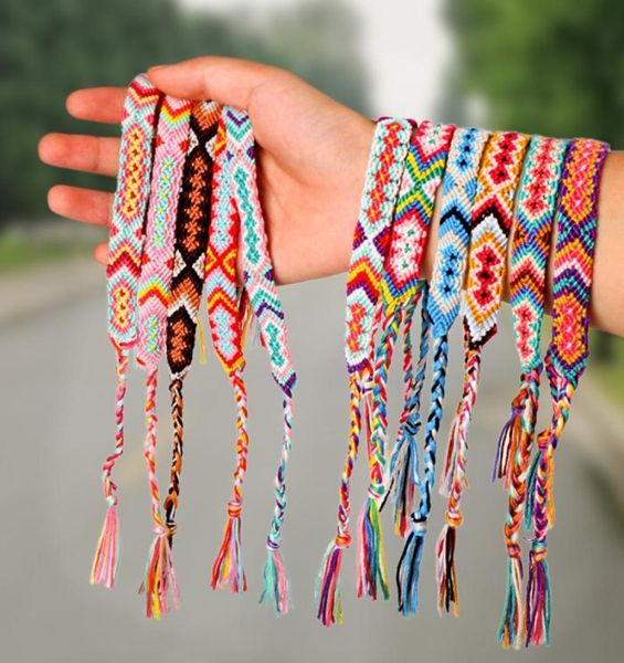 

nepal boho hand weave braided bracelets wristband for women friend bohemian cotton rope ethnic charm bangle friendship jewelry9448882, Golden;silver