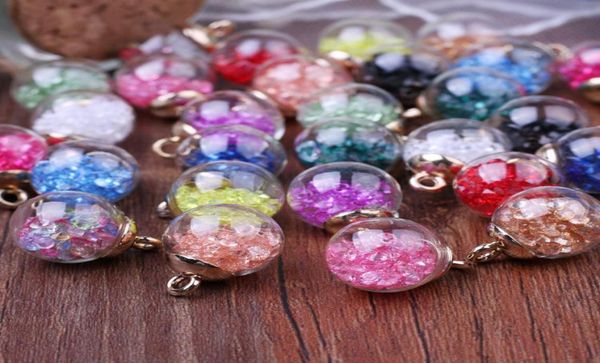 

cr jewelry diy accessories ins round transparent mermaid bubble glass ball diamond stone earrings charms christmas decorations qt44088879, Blue;slivery