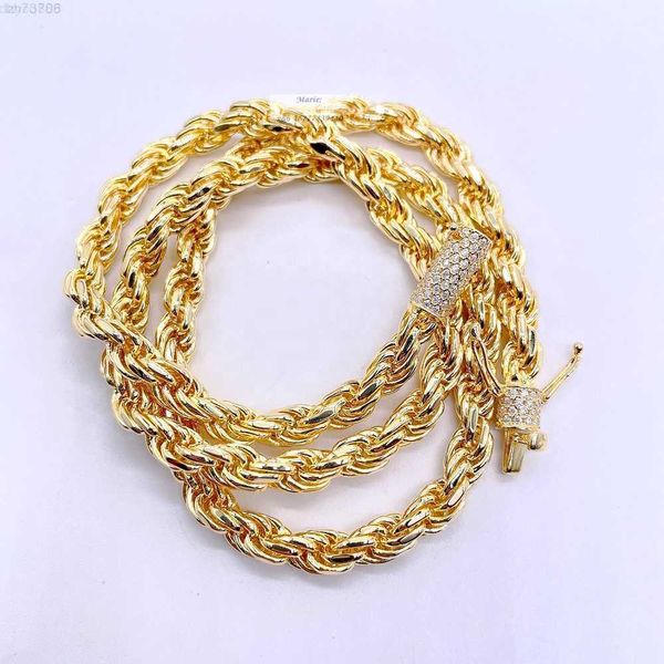 

6mm width necklace bail with vvs moissanite 925 silver rope chain gold plated