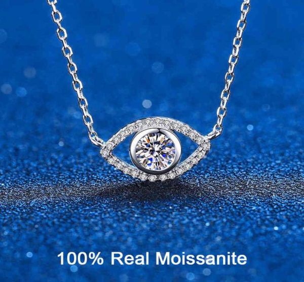 

real sterling silver moissanite 05ct brilliant diamond open evil eye pendant necklace for women men gift fine jewelry46897138269518
