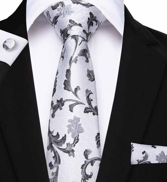 

hitie christmas ties white black floral 100 silk tie hanky cufflinks handmade handkerchief weeding tie pocket square cufflinks s8457956, Black;blue